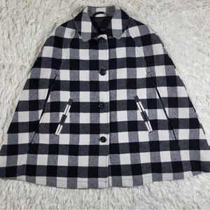 Talbots Black and White Plaid Cape